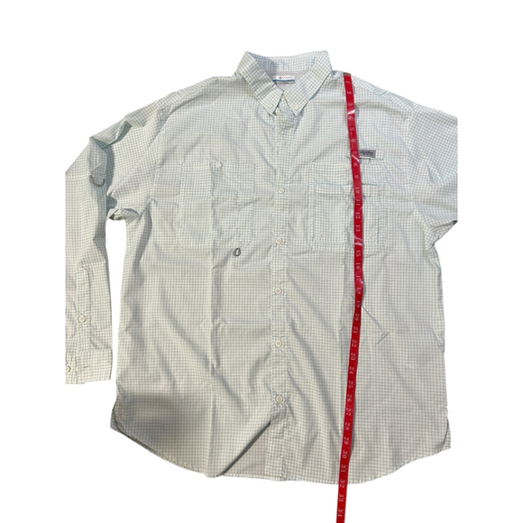 Columbia Mens PFG Sun Protection Button Down Shirt XL White Green Plaid - Picture 4 of 5